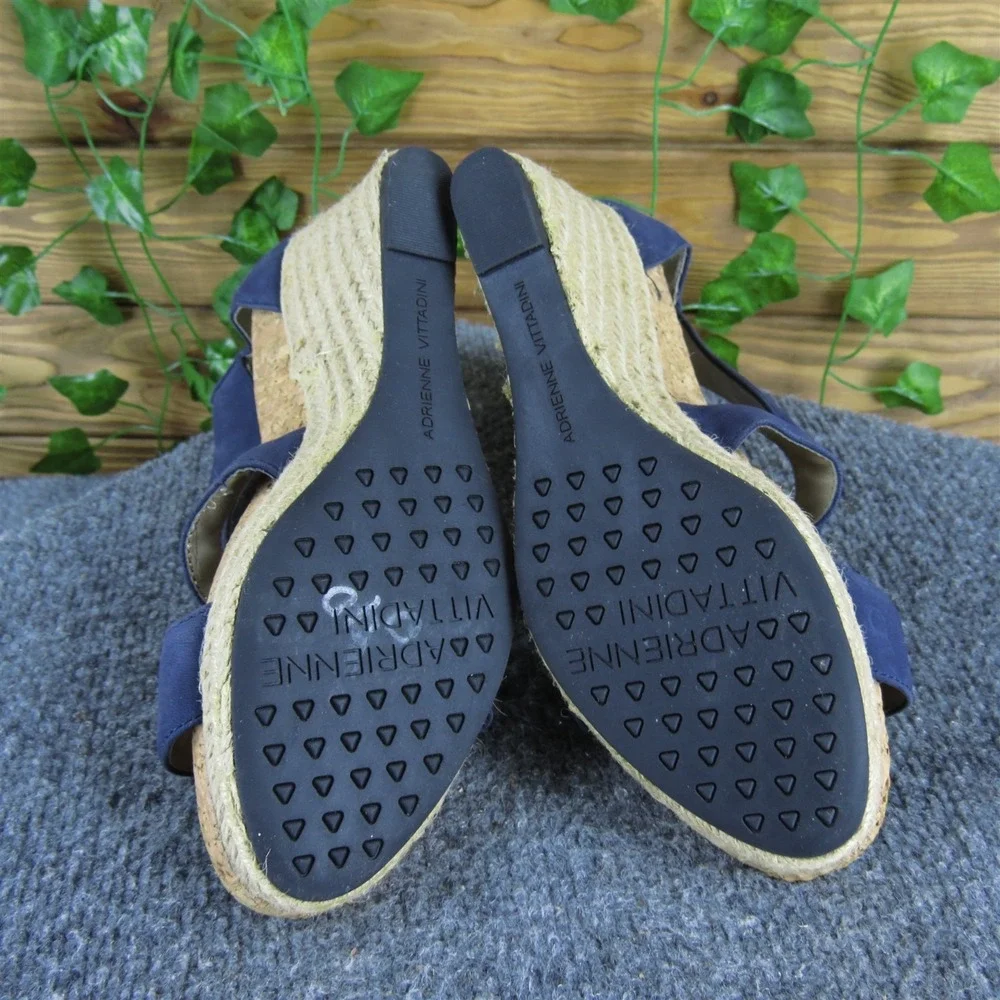 Adrienne Vittadini Women Clarity Strappy Blue Leather‎ 9 Medium Gently Used 2025